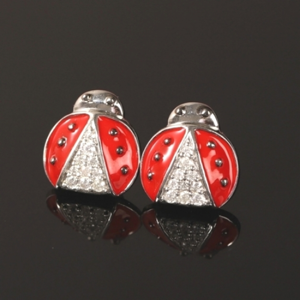 MOISSANITE LADYBUG EARRINGS